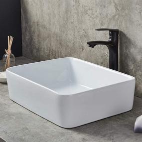 img 2 attached to 🚽 Ufaucet 19"x15" Modern Porcelain Above Counter White Ceramic Bathroom Vessel Sink