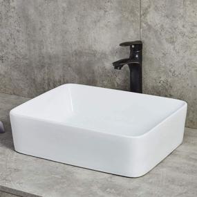 img 3 attached to 🚽 Ufaucet 19"x15" Modern Porcelain Above Counter White Ceramic Bathroom Vessel Sink