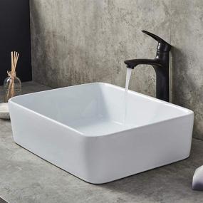 img 1 attached to 🚽 Ufaucet 19"x15" Modern Porcelain Above Counter White Ceramic Bathroom Vessel Sink