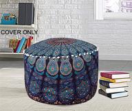 👘 ganesham indian mandala pouf ottoman cotton floor pillow hippie boho decorative home decor footstool cover bohemian blue - enhanced seo logo