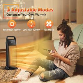 img 3 attached to Air Choice 3s Fast-heating 1500W/1000W Portable Quiet 60° Oscillating Electric Space Heater - Ideal for Indoor Use in Office, Bedroom, Large Room, or Living Room. Includes Remote Thermostat & 12H Timer
