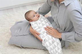 img 2 attached to 🏻 Adjustable Infant Baby Swaddle Blanket Set of 4 - Soft Cotton, Boys and Girls Swaddling Wrap Blankets by BaeBae Goods (Grey Triangles, 0-3 Months)