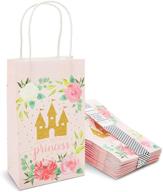 🏰 прекрасные розовые подарочные пакеты для дня рождения в стиле замка принцессы (9 x 5.3 дюйма, 24 штуки) - идеальны для волшебных вечеринок! логотип