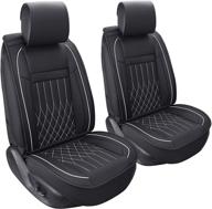 2-pack aierxuan car seat covers front set – waterproof leather, airbag compatible universal fit for most vehicles – black and white automotive vehicle cushion cover logo