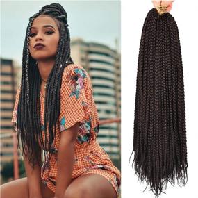 img 4 attached to Alileader Box Braids Crochet волосы: 16 дюймов 1 см диаметр 3X синтетические волосы, 6 упаковок / лот - 22 пряди / упаковка (#2)