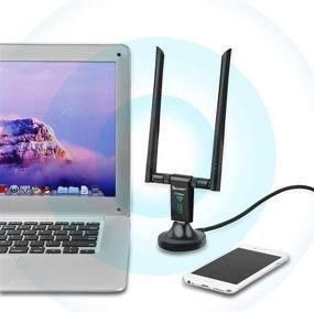 img 3 attached to 💻 Techkey USB WiFi Adapter: 1750Mbps Dual Band High Gain Antennas for Desktop and Laptop, Windows 10/8/7/XP/Vista, Mac OS Compatible