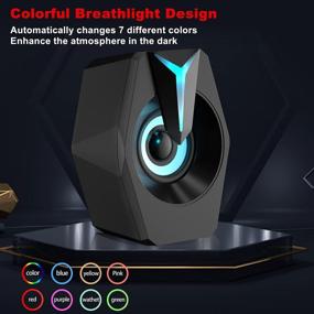 img 1 attached to 🔊 Radisoph Computer Speakers: Stereo PC Gaming Speakers with 7 Color Breathing Lights, USB & 3.5mm AUX Connectivity for PC/Laptop/Desktop/Projector