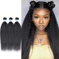 💆 парики panse 10a grade brazilian yaki straight hair bundles - 14 16 18 дюймов, непереработанные пучки волнистых волос в стиле "кинки стрейт" цвета 1в логотип