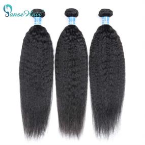 img 3 attached to 💆 Парики Panse 10A Grade Brazilian Yaki Straight Hair Bundles - 14 16 18 дюймов, непереработанные пучки волнистых волос в стиле "Кинки Стрейт" цвета 1В