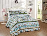 🤖 robots printed fun design bedding set for boys/kids/teens: better home style multicolor blue green 5 piece comforter bed in a bag with sheet set (twin) logo