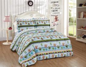 img 2 attached to 🤖 Robots Printed Fun Design Bedding Set for Boys/Kids/Teens: Better Home Style Multicolor Blue Green 5 Piece Comforter Bed in a Bag with Sheet Set (Twin)