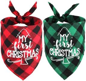 img 4 attached to Bandana Christmas Classic Triangle Kerchief Dogs for Apparel & Accessories