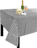 🖤 jinsey plastic tablecloths with classic black and white stripes - 54 inch x 108 inch, pack of 3 - ideal for seo logo