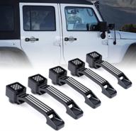 🚪 lupar heavy-duty aluminum door handles kit for jeep wrangler jk/jku 2007-2018 - 5 piece america flag pattern exterior tailgate door handles set (black) logo