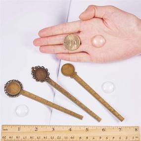 img 2 attached to 📏 SUNNYCLUE 12PCS Ruler Bookmark Pendant Tray Kit: DIY Alloy Bookmark Making with Clear Glass Cabochon - Antique Bronze