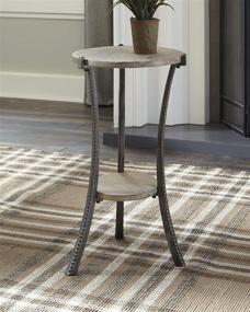 img 3 attached to 🪑 Enderton Distressed Contemporary Accent Table by Signature Design, 23 Inches, Brown and Black