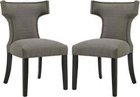 img 3 attached to Modway Curve Mid-Century Modern Granite Dining Chair Set, Upholstered Fabric with Nailhead Trim