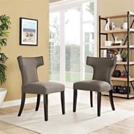 modway curve mid-century modern granite dining chair set, upholstered fabric with nailhead trim логотип