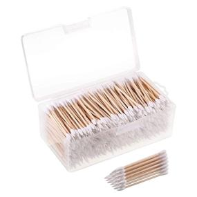 img 1 attached to 500 Pieces Wooden Handle Cleaning Swabs with Pointed and Round Tip, Ideal for Jewelry, Ceramics, and Electronics - Includes Storage Case (6 Inch)