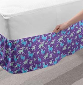 img 1 attached to Lunarable Unicorn Party Elastic Bed Skirt: Vibrant Tone Cartoon Pattern of Horned Horses and Stars for Twin/Twin XL Beds