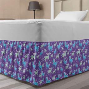 img 3 attached to Lunarable Unicorn Party Elastic Bed Skirt: Vibrant Tone Cartoon Pattern of Horned Horses and Stars for Twin/Twin XL Beds