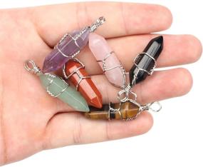 img 2 attached to 💎 Wholesale Bulk Chakra Reiki Healing Crystals Pendants: Set of 6 Natural Quartz Stones Pendant – Perfect for Jewelry Making