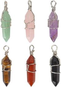 img 4 attached to 💎 Wholesale Bulk Chakra Reiki Healing Crystals Pendants: Set of 6 Natural Quartz Stones Pendant – Perfect for Jewelry Making