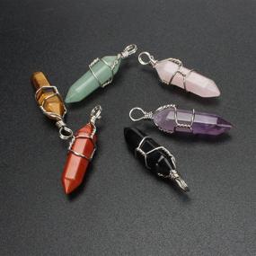 img 1 attached to 💎 Wholesale Bulk Chakra Reiki Healing Crystals Pendants: Set of 6 Natural Quartz Stones Pendant – Perfect for Jewelry Making