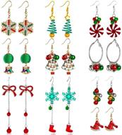 🎄 christmas earrings for women: festive tree, jingle bell designs - perfect gifts & decorations for party! 4-12 pairs logo