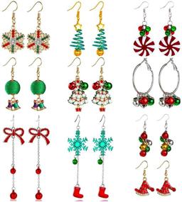 img 4 attached to 🎄 Christmas Earrings for Women: Festive Tree, Jingle Bell Designs - Perfect Gifts & Decorations for Party! 4-12 Pairs