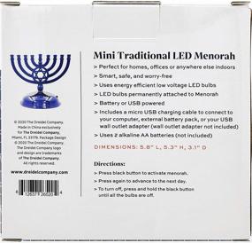 img 1 attached to 🕎 The Dreidel Company Mini Electric Menorah: Traditional LED Travel Menora - Powered by Batteries or USB - Micro USB 4ft Cable Included (Blue)