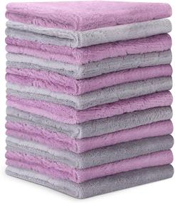 img 4 attached to Lint Free Microfiber Cleaning Cloth - 12 Pack Kitchen Towels | Highly Absorbent Double-Sided Towel for Multi-Purpose Cleaning - Ideal for Kitchen, Car, and Dishes