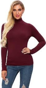 img 2 attached to 👚 Women's Slim Fit Mock Turtleneck Tops: Casual Long Sleeve/Sleeveless Shirts, Basic Lightweight Plain T-Shirts