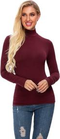 img 4 attached to 👚 Women's Slim Fit Mock Turtleneck Tops: Casual Long Sleeve/Sleeveless Shirts, Basic Lightweight Plain T-Shirts