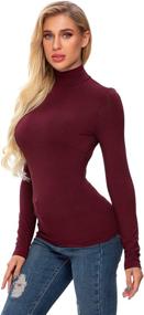 img 1 attached to 👚 Women's Slim Fit Mock Turtleneck Tops: Casual Long Sleeve/Sleeveless Shirts, Basic Lightweight Plain T-Shirts