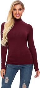 img 3 attached to 👚 Women's Slim Fit Mock Turtleneck Tops: Casual Long Sleeve/Sleeveless Shirts, Basic Lightweight Plain T-Shirts