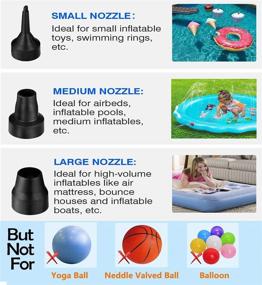 img 3 attached to 💨 Portable Electric Air Pump with 3 Nozzles, 120V AC/12V DC - Quick-Fill Inflator/Deflator Pumps for Camping, Cushions, Air Mattress Beds, Boats, Swimming Ring - Assorted Colors