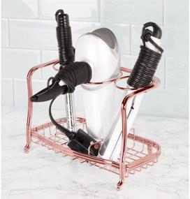 img 3 attached to 💇 Rose Gold mDesign Hair Care & Styling Tool Organizer - 3 Sections for Bathroom Vanity Countertop Storage of Hair Dryer, Flat Irons, Curling Wands, Hair Straighteners