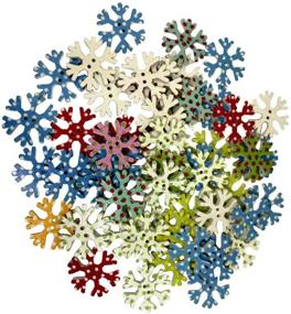 img 4 attached to ❄️ SUPVOX 100pcs Colorful Snowflake Buttons: 2 Hole Wooden Buttons for Scrapbooking, Crafts, and DIY Projects - 25mm Decorative Buttons