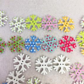 img 1 attached to ❄️ SUPVOX 100pcs Colorful Snowflake Buttons: 2 Hole Wooden Buttons for Scrapbooking, Crafts, and DIY Projects - 25mm Decorative Buttons