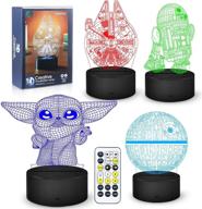 🌟 3d illusion star wars night light - perfect room decor & birthday gift for kids, featuring 4 patterns, timing function, and star wars theme - ideal for star wars fans of all ages! логотип