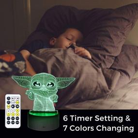 img 3 attached to 🌟 3D Illusion Star Wars Night Light - Perfect Room Decor & Birthday Gift for Kids, Featuring 4 Patterns, Timing Function, and Star Wars Theme - Ideal for Star Wars Fans of All Ages!