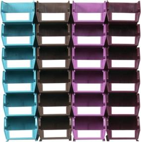 img 3 attached to 🔧 Triton Products LocBin Wall Storage Unit - Set of 24 Interlocking Poly Bins with Mount Rails, Including Hardware, Multi Colored - 26 Piece Kit