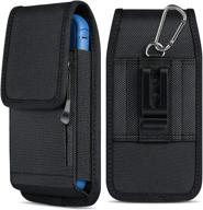 coanjiuo belt clip phone holster: compact black nylon pouch for iphone 11/12 pro, samsung galaxy s20/s21, and more – with zipper storage & credit card pocket logo