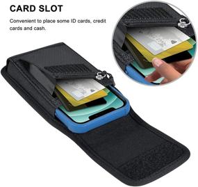 img 2 attached to COANJIUO Belt Clip Phone Holster: Compact Black Nylon Pouch for iPhone 11/12 Pro, Samsung Galaxy S20/S21, and More – with Zipper Storage & Credit Card Pocket