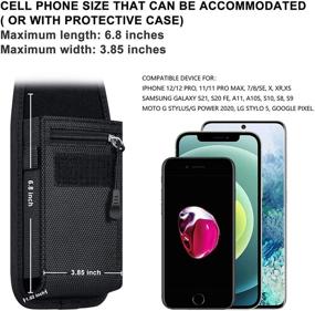 img 3 attached to COANJIUO Belt Clip Phone Holster: Compact Black Nylon Pouch for iPhone 11/12 Pro, Samsung Galaxy S20/S21, and More – with Zipper Storage & Credit Card Pocket