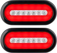 lumitronics waterproof sealed oval stop/tail lights - 6 inch halo led, clear pair - dot compliant logo