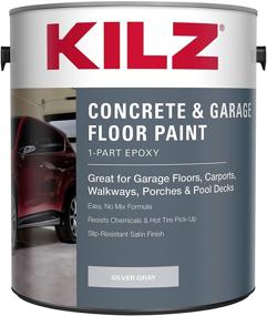 img 3 attached to 🎨 KILZ L377611 1-Part Epoxy Acrylic Concrete and Garage Floor Paint, Satin Finish, Silver Gray, 1-Gallon, 1 Gallon (Pack of 1), 4L - Ideal for Interior and Exterior Surfaces