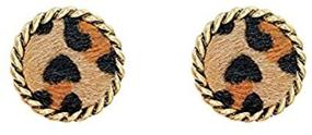 img 2 attached to 🐆 Leopard Stud Earrings for Women - Statement Geometric Circle/Square Hoop Earrings, Drop Dangle Fashion Jewelry for Girls, Ideal Gifts