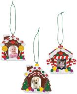 deck the halls with fun express 🏠 gingerbread house photo frame ornaments - set of 3! logo